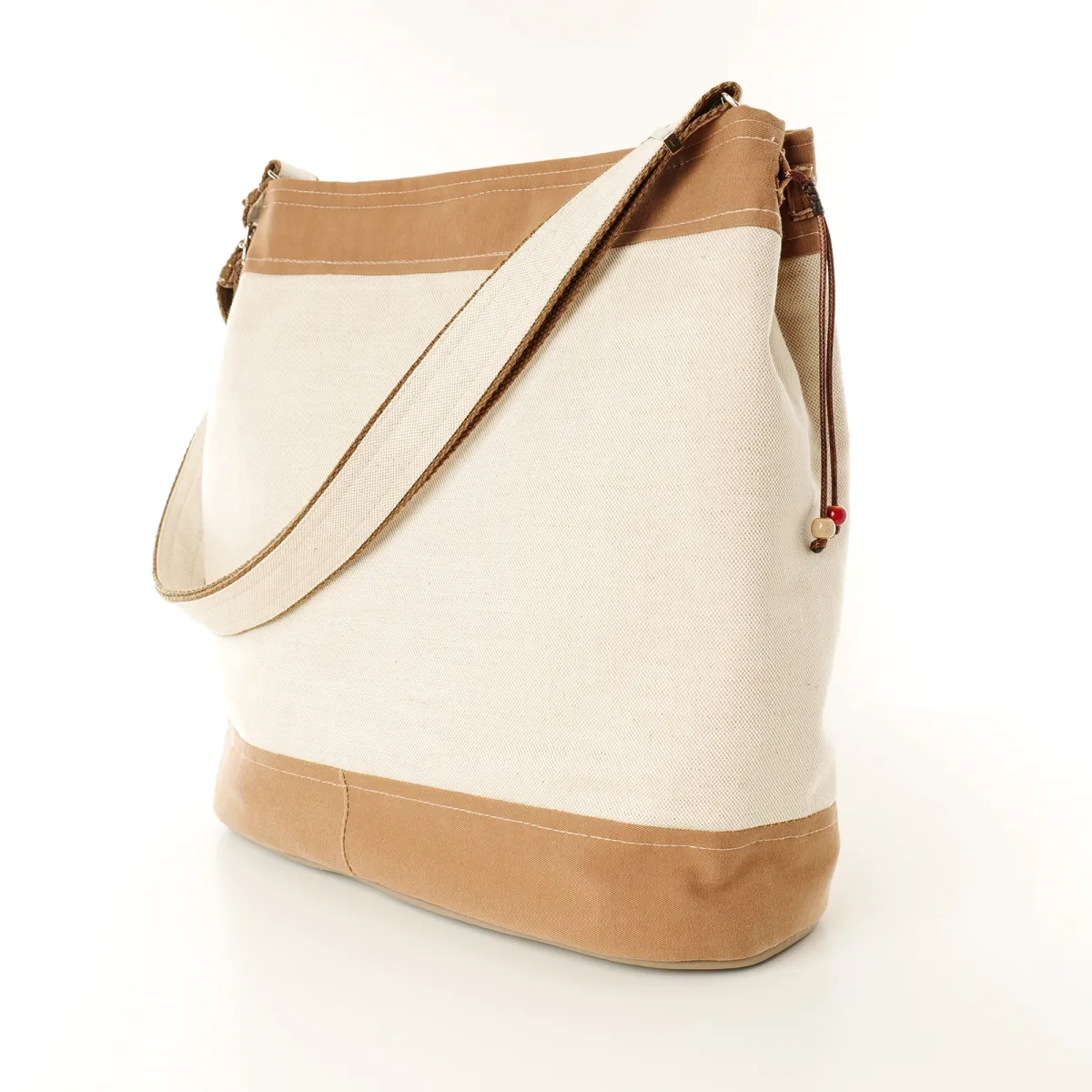 Sac seau Coton d'Avril N°5 Marron Ecru