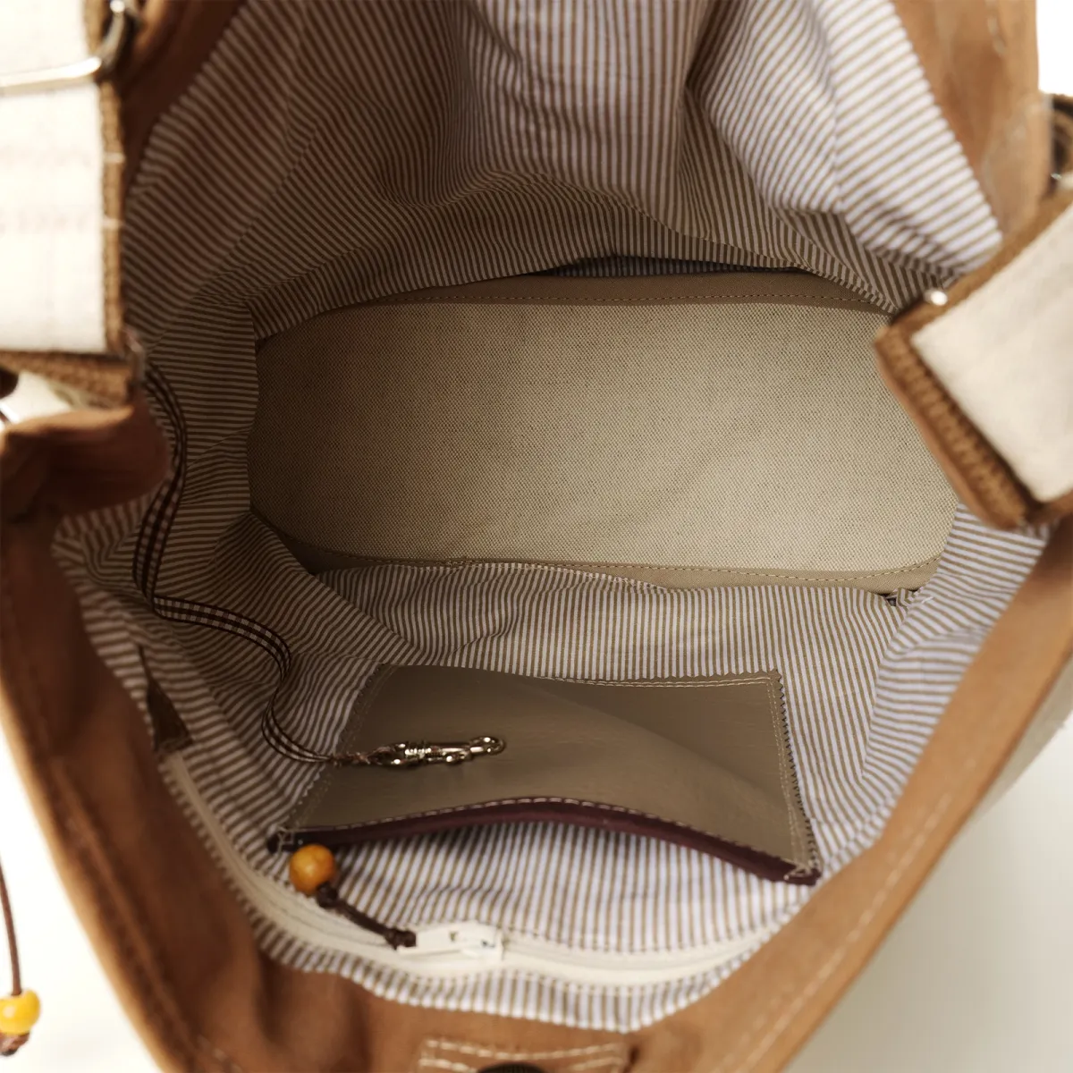 Sac seau Coton d'Avril N°5 Marron Ecru