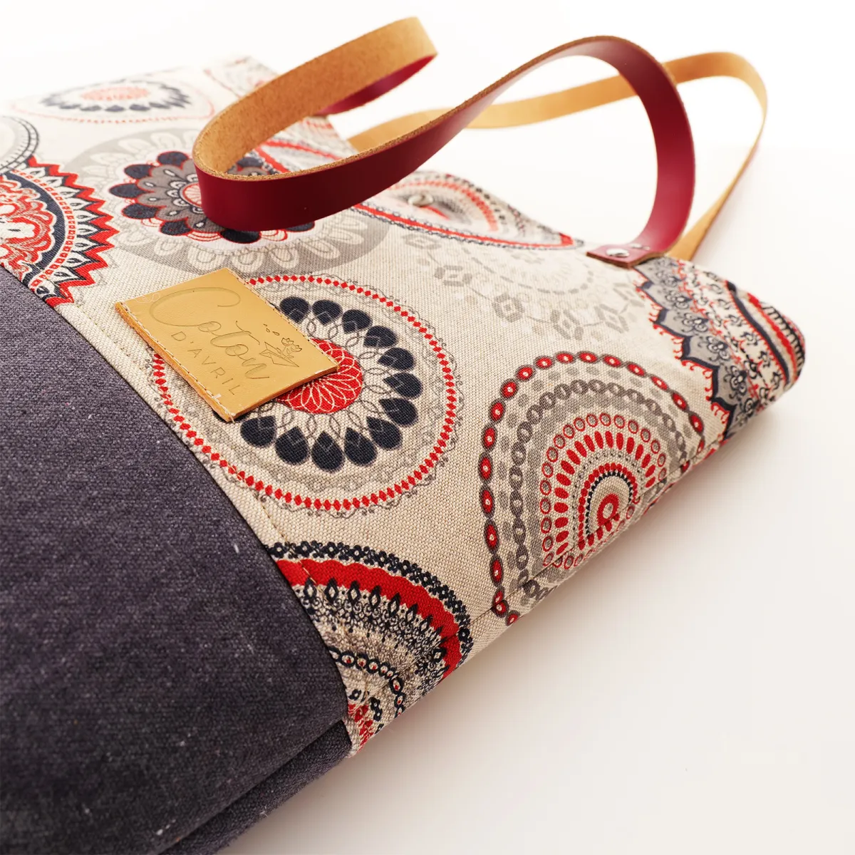 Sac cabas Coton d'Avril Mandala Rouge