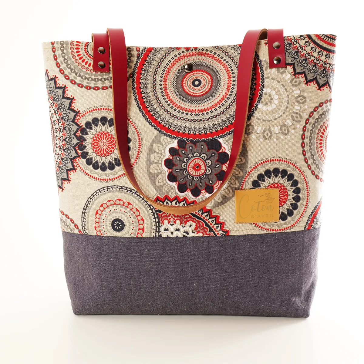 Sac cabas Coton d'Avril Mandala Rouge