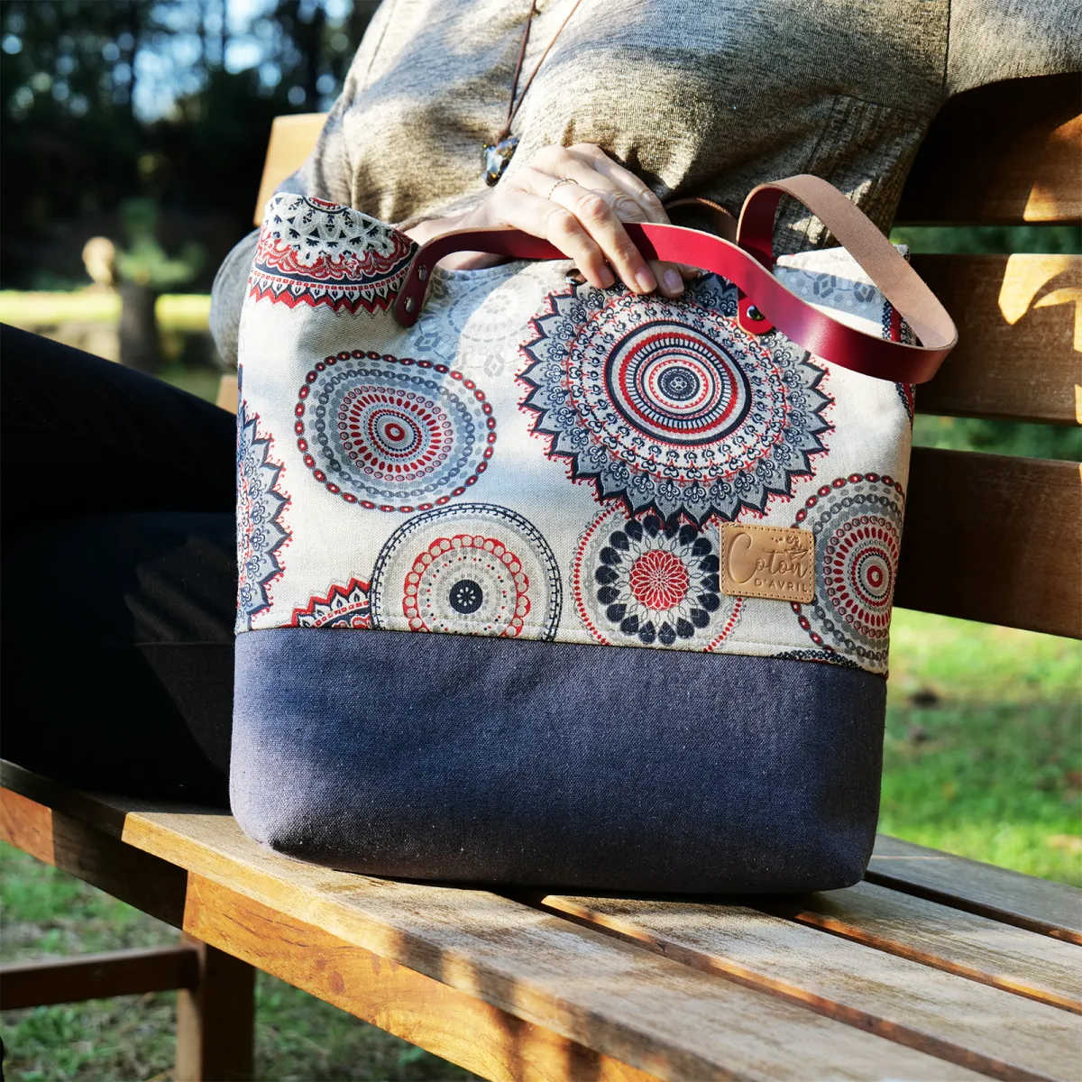 Sac cabas Coton d'Avril Mandala Rouge