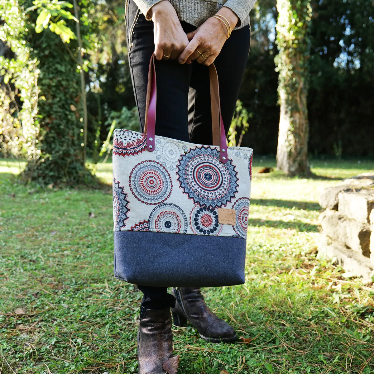 Sac cabas Coton d'Avril Mandala Rouge