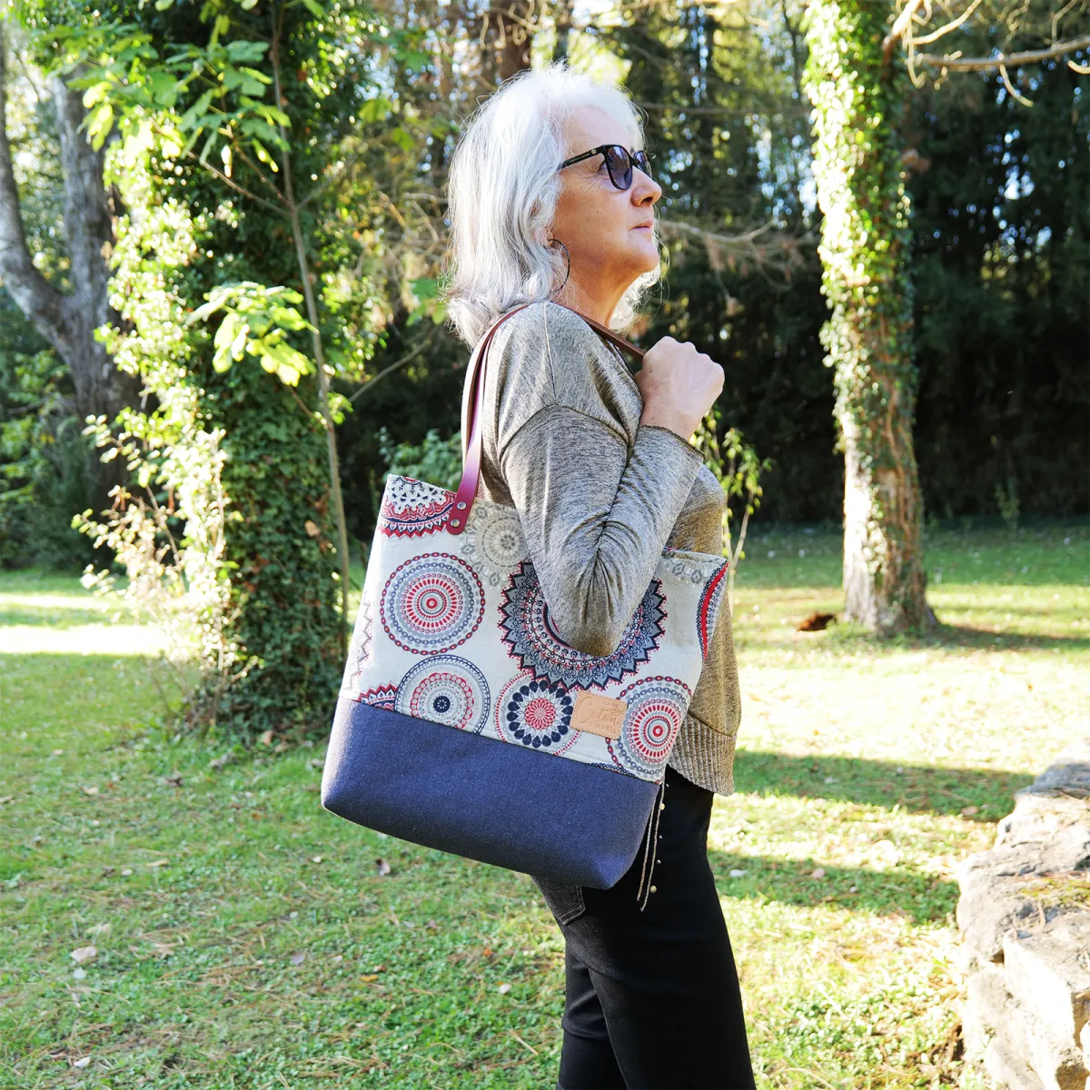 Sac cabas Coton d'Avril Mandala Rouge