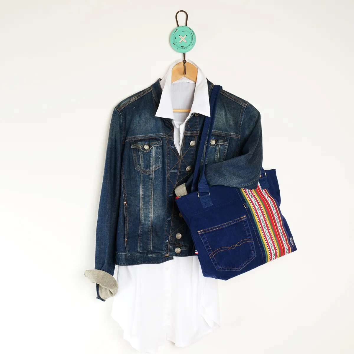 Sac Cabas Coton d'Avril AVRIL Bleu Aztèque