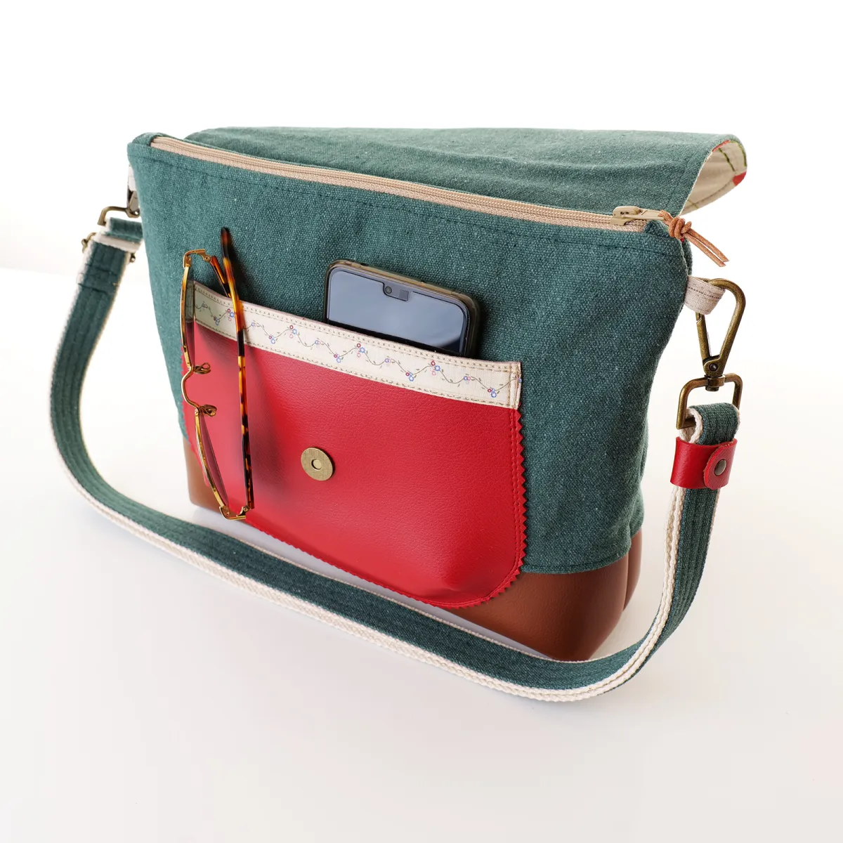 Sac besace Coton d'Avril DURANCE Coquelicot