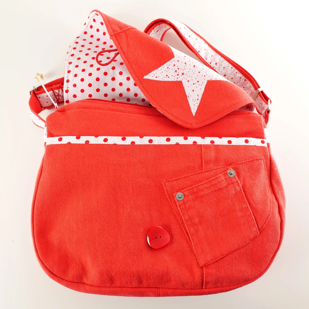Ensemble Coton d'Avril Besace Pochette Etui Lunettes Jeans Rouge