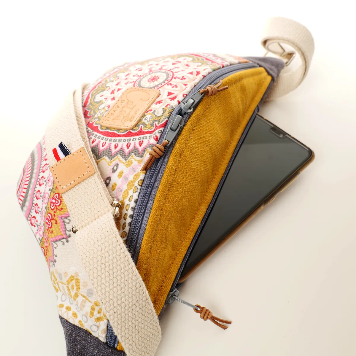 Sac Banane Coton d'Avril Mélisse Mandala Rose