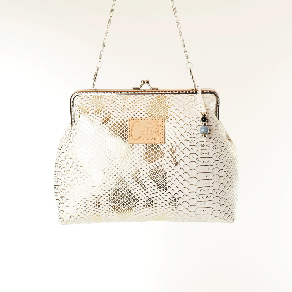 Mini Sac Coton d'Avril ECAILLE Blanc Argent