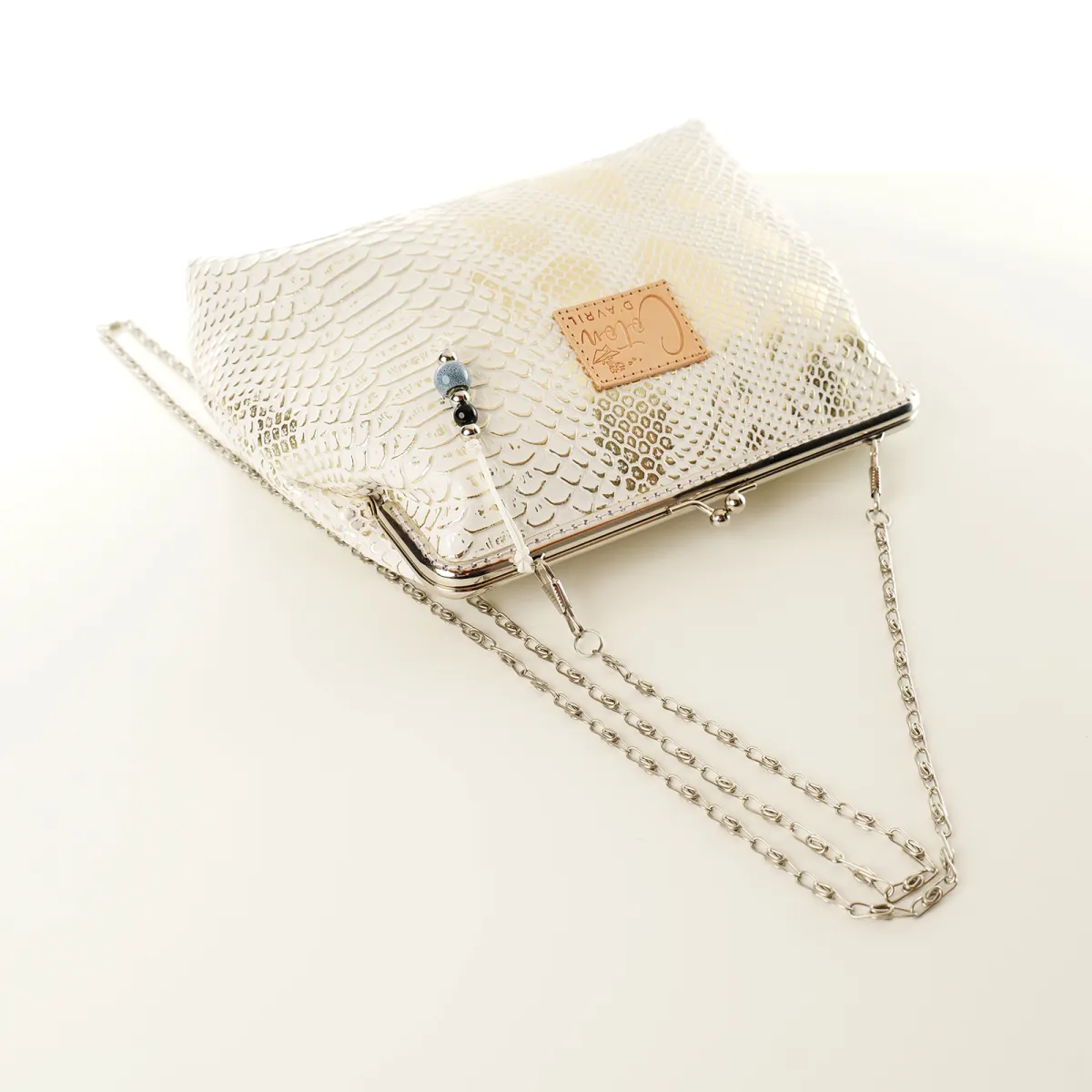 Mini Sac Coton d'Avril ECAILLE Blanc Argent