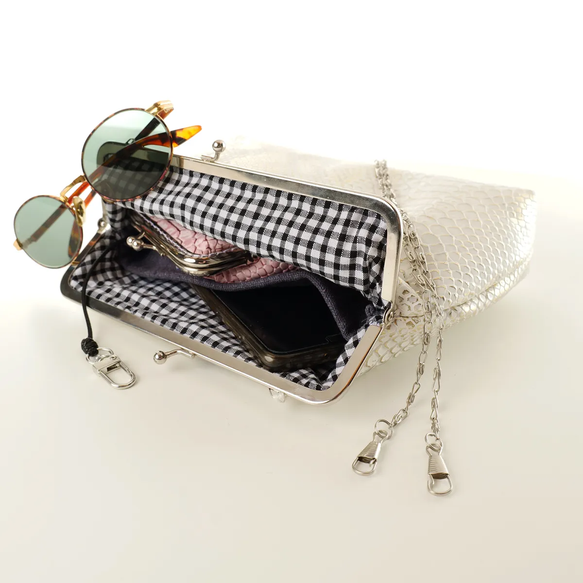 Mini Sac Coton d'Avril ECAILLE Blanc Argent