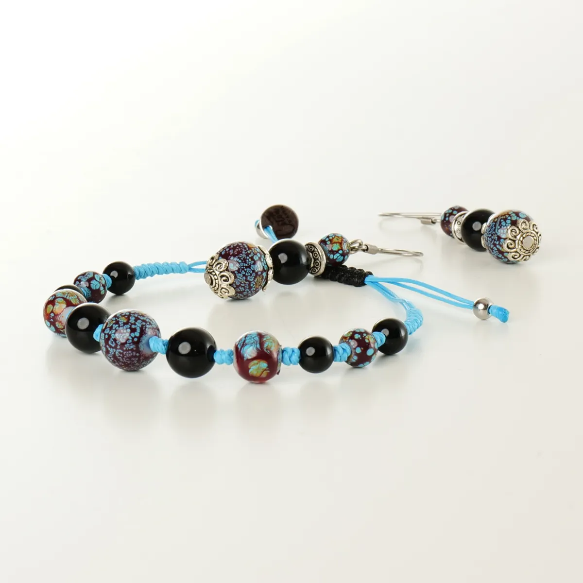 Bracelet Boucles d'oreilles coton d'avril Lilas