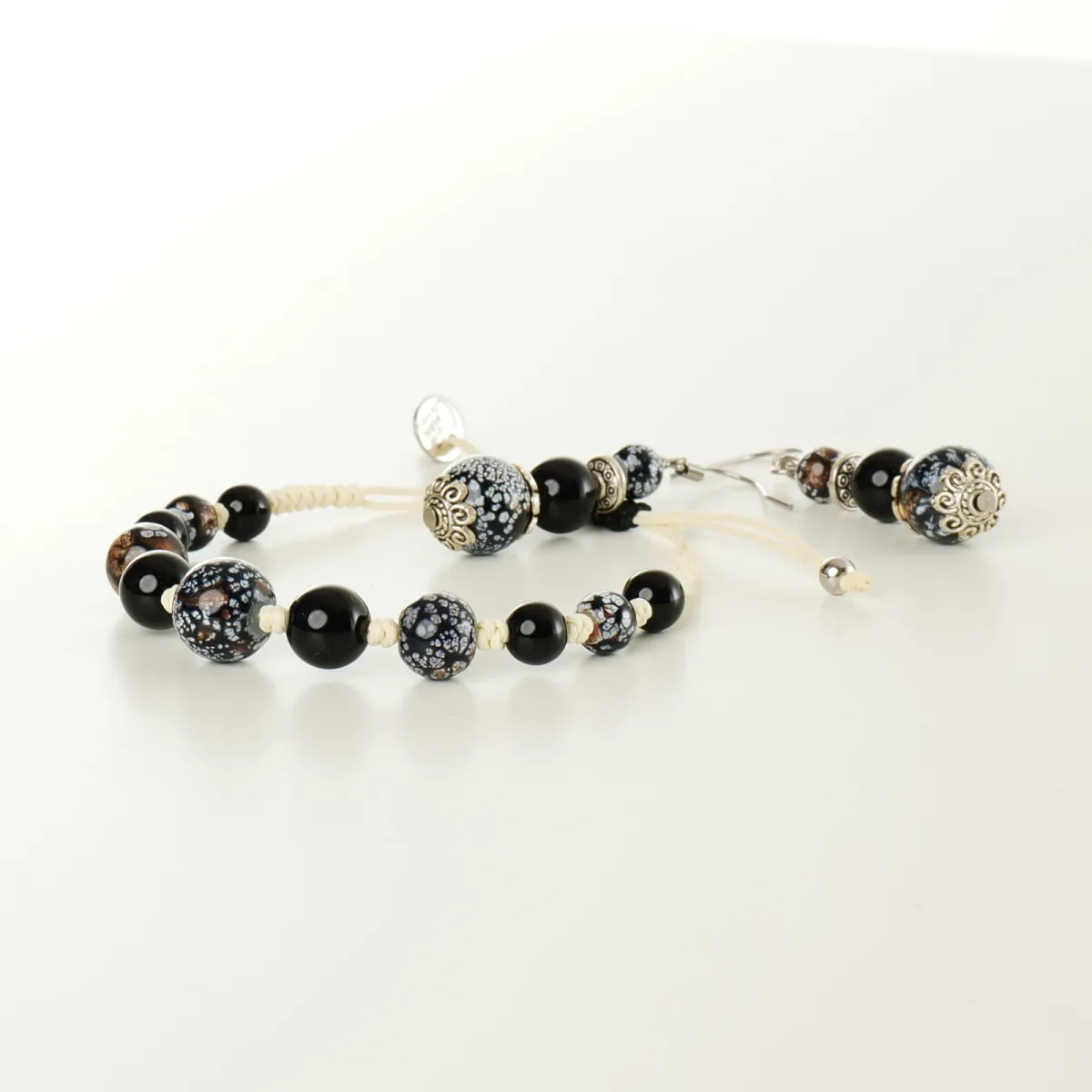 Bracelet Boucles d'oreilles coton d'avril Lilas