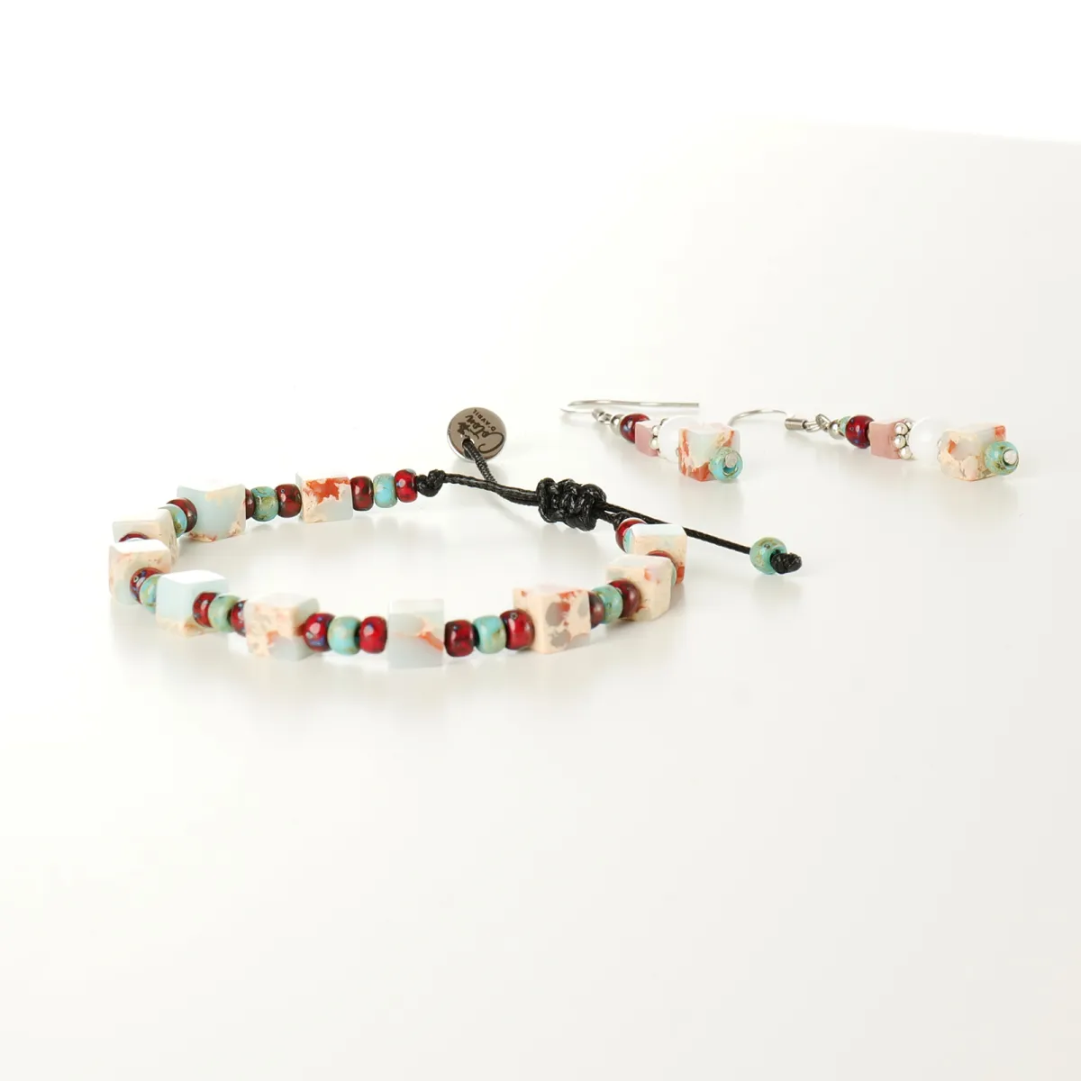 Bracelet boucles d'oreilles coton d'avril Khéo