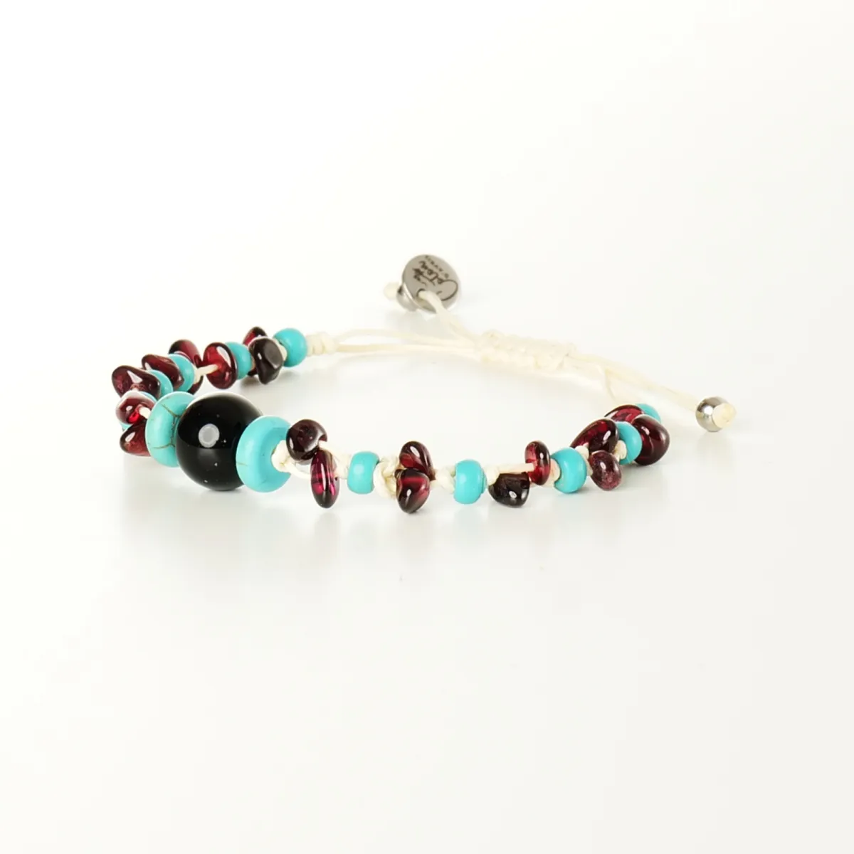 Bracelet coton d'avril Mila Turquoise Grenat