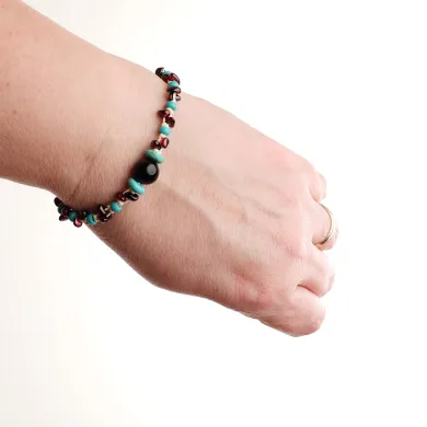 Bracelet coton d'avril Mila Turquoise Grenat