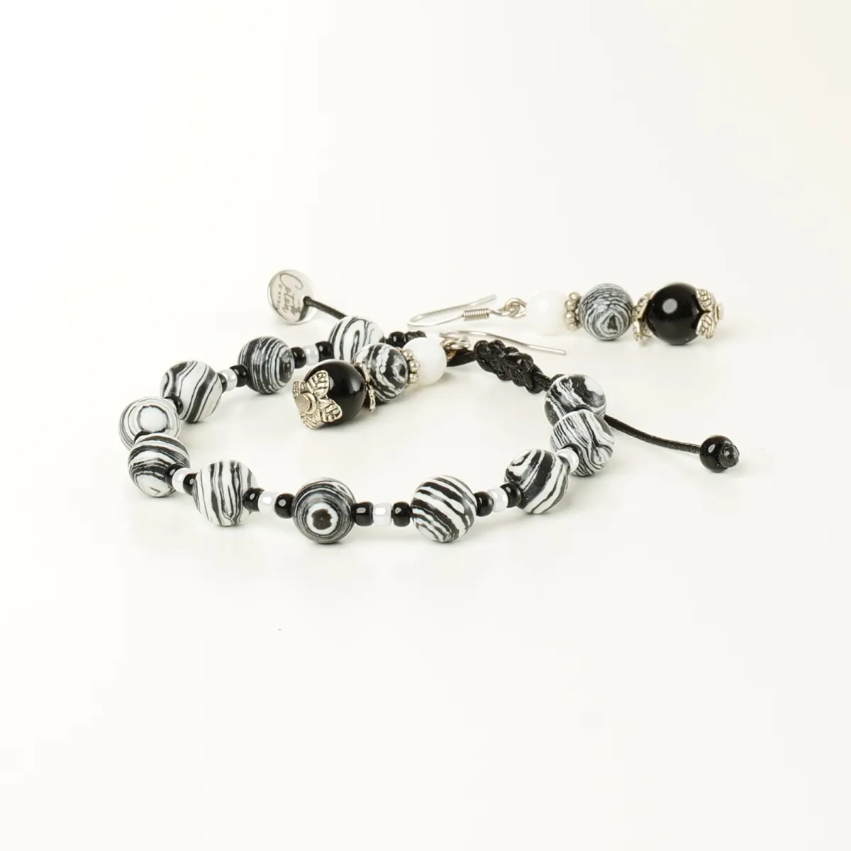 Bracelet et boucles d'oreilles coton d'avril Tourbillon