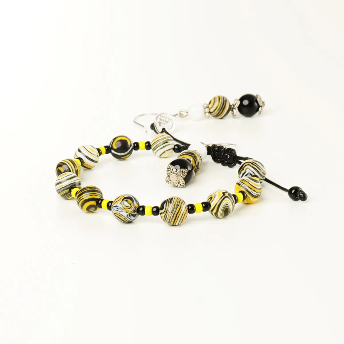 Bracelet et boucles d'oreilles coton d'avril Tourbillon