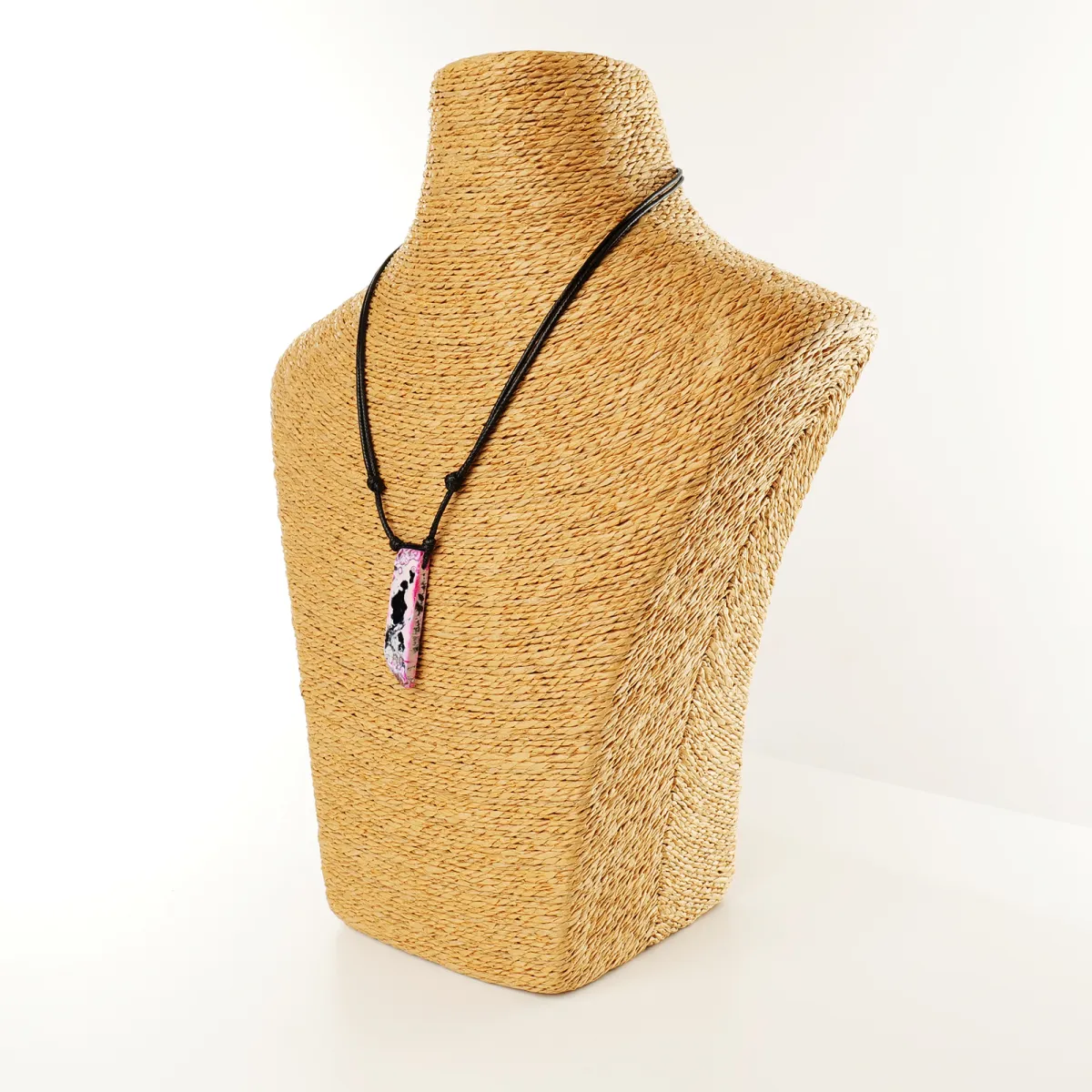 Collier Pierre d'Agate Fuchsia Coton d'Avril