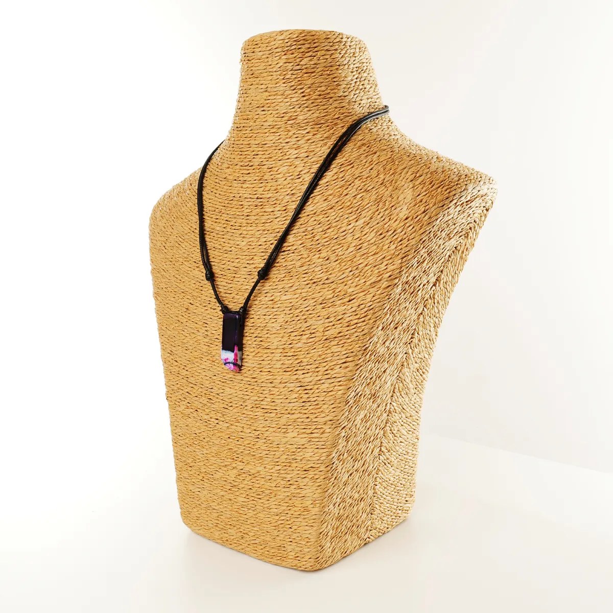Collier Pierre d'Agate Fuchsia Coton d'Avril