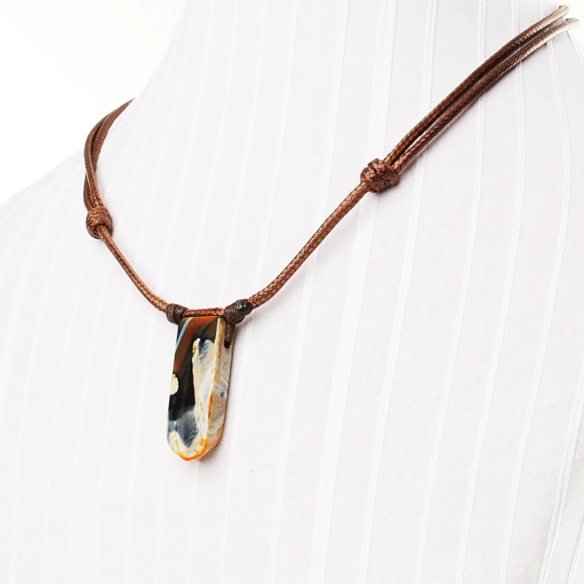 Collier Coton d'Avril Pierre d'Agate Mandarine