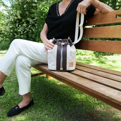 Sac seau Coton d'Avril ANGELE Mandala Brun