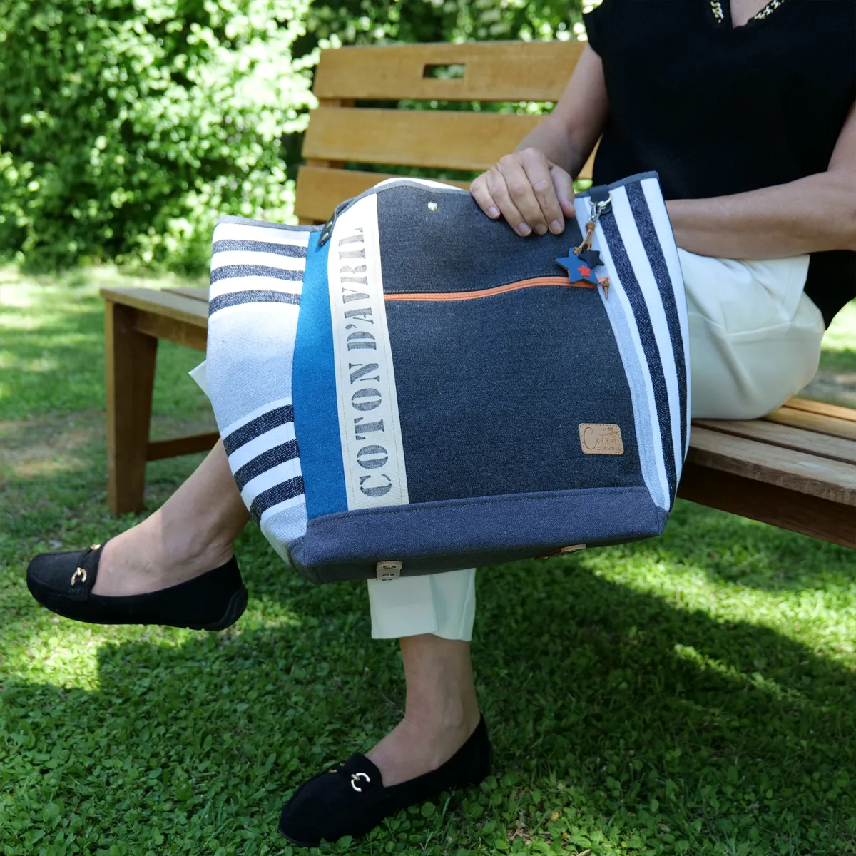 Sac grand cabas GARANCE Bleu canard