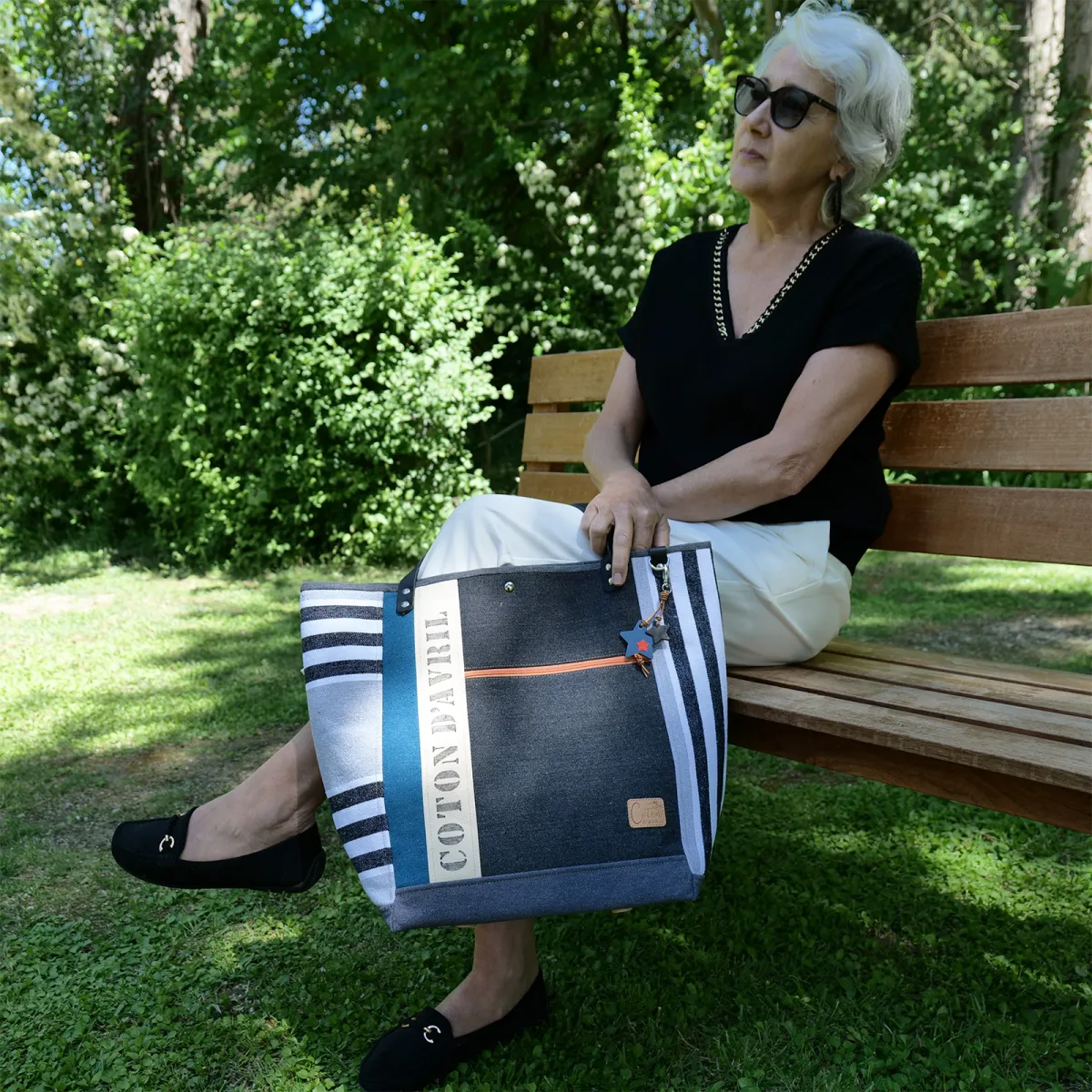 Sac grand cabas GARANCE Bleu canard