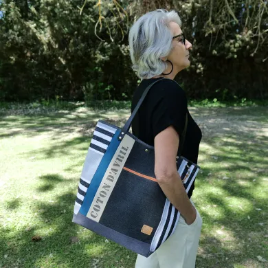 Sac grand cabas GARANCE Bleu canard