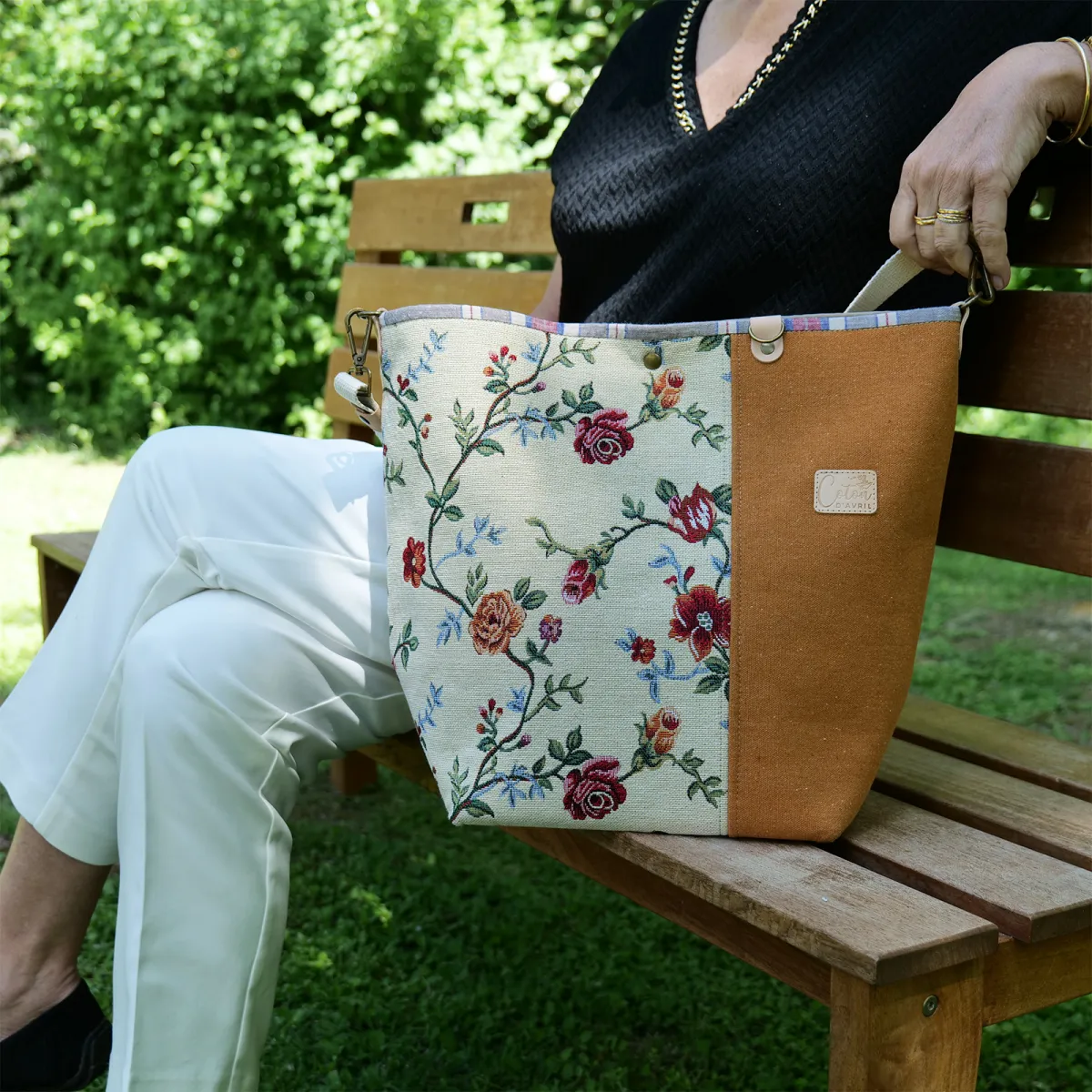 Sac cabas Coton d'Avril TOPAZE Roses