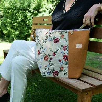 Sac cabas Coton d'Avril TOPAZE Roses