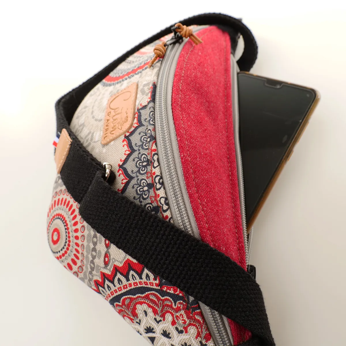 Sac banane Coton d'Avril Melisse Mandala rouge