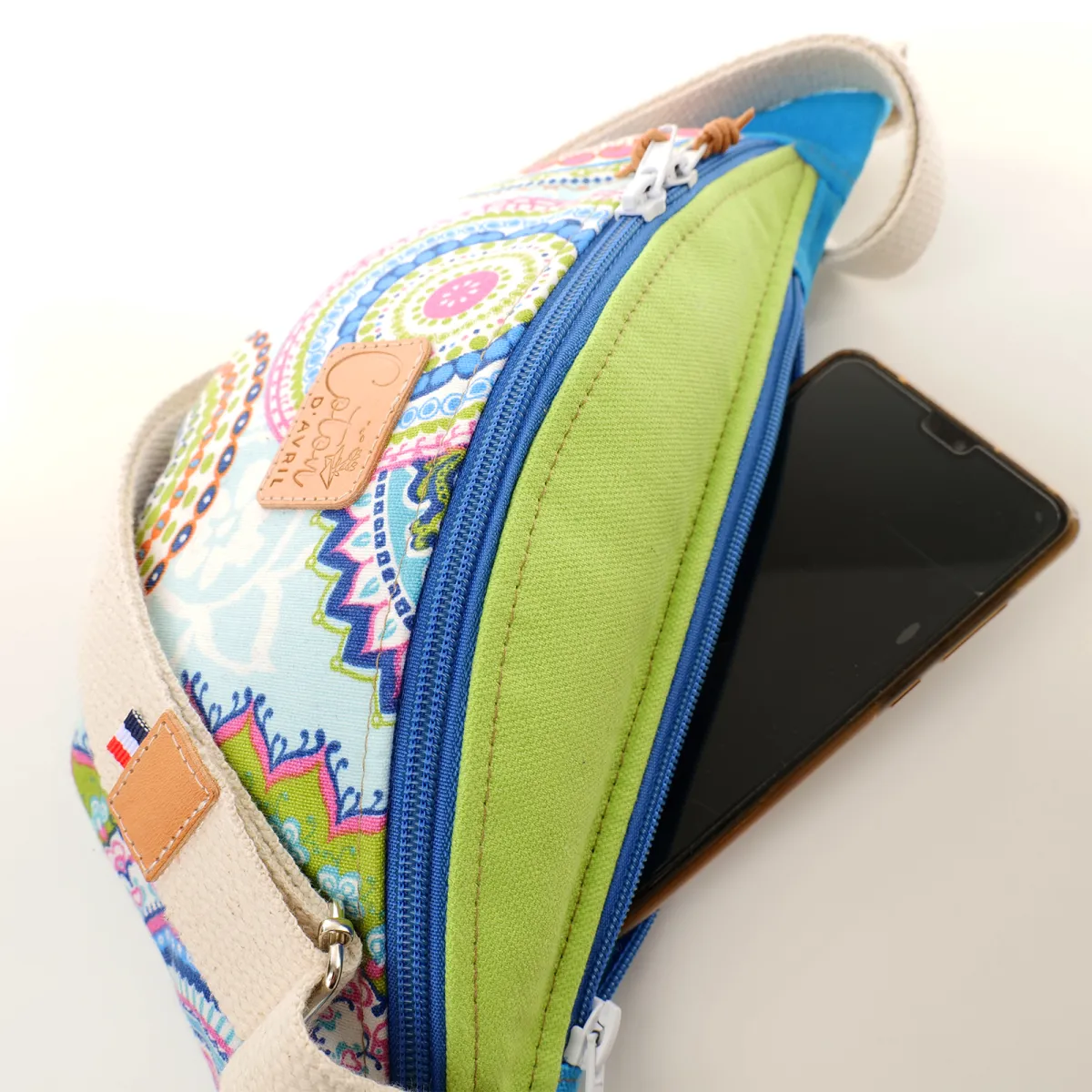 Sac banane Coton d'Avril Melisse Mandala couleurs