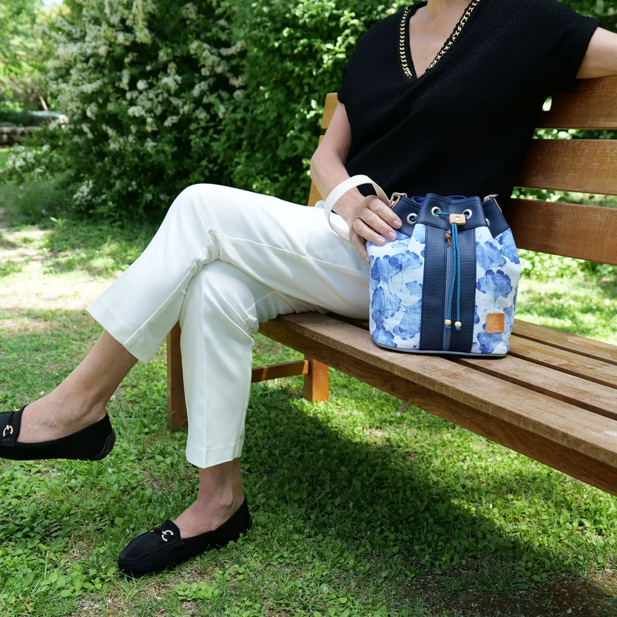 Sac seau Coton d'Avril Gynkgo Bleu