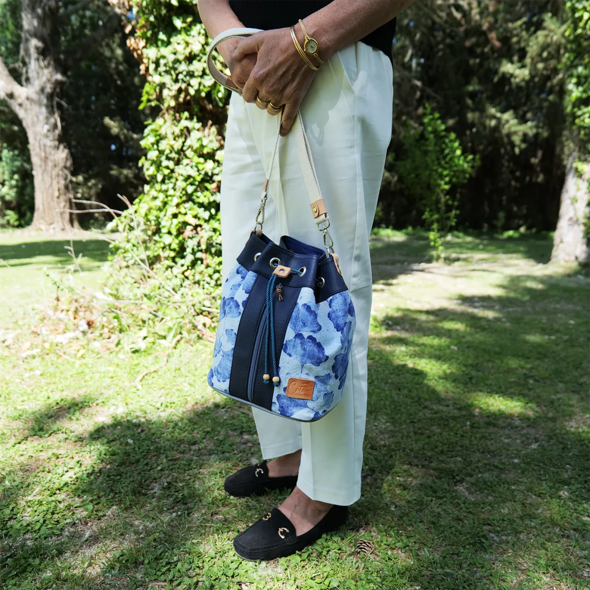 Sac seau Coton d'Avril Gynkgo Bleu