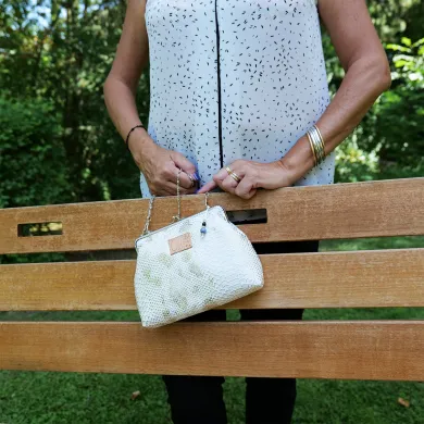 Mini Sac Coton d'Avril ECAILLE Blanc Argent