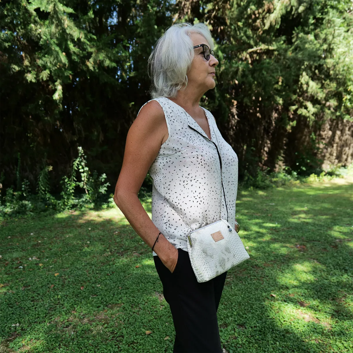 Mini Sac Coton d'Avril ECAILLE Blanc Argent