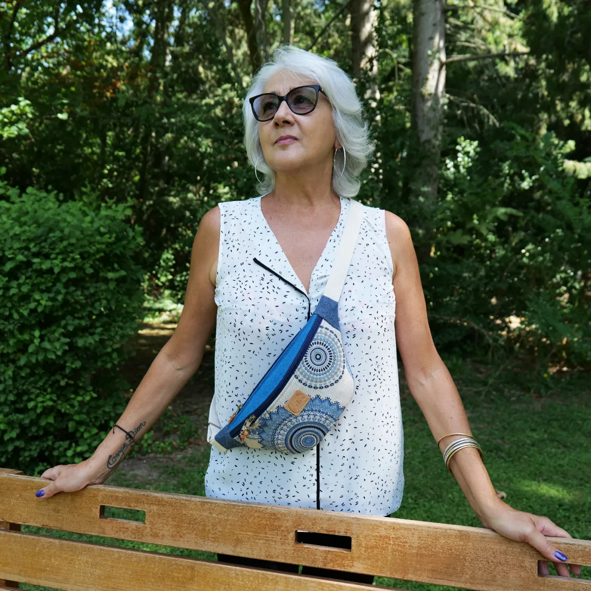 Sac banane Coton d'Avril Melisse Mandala bleu