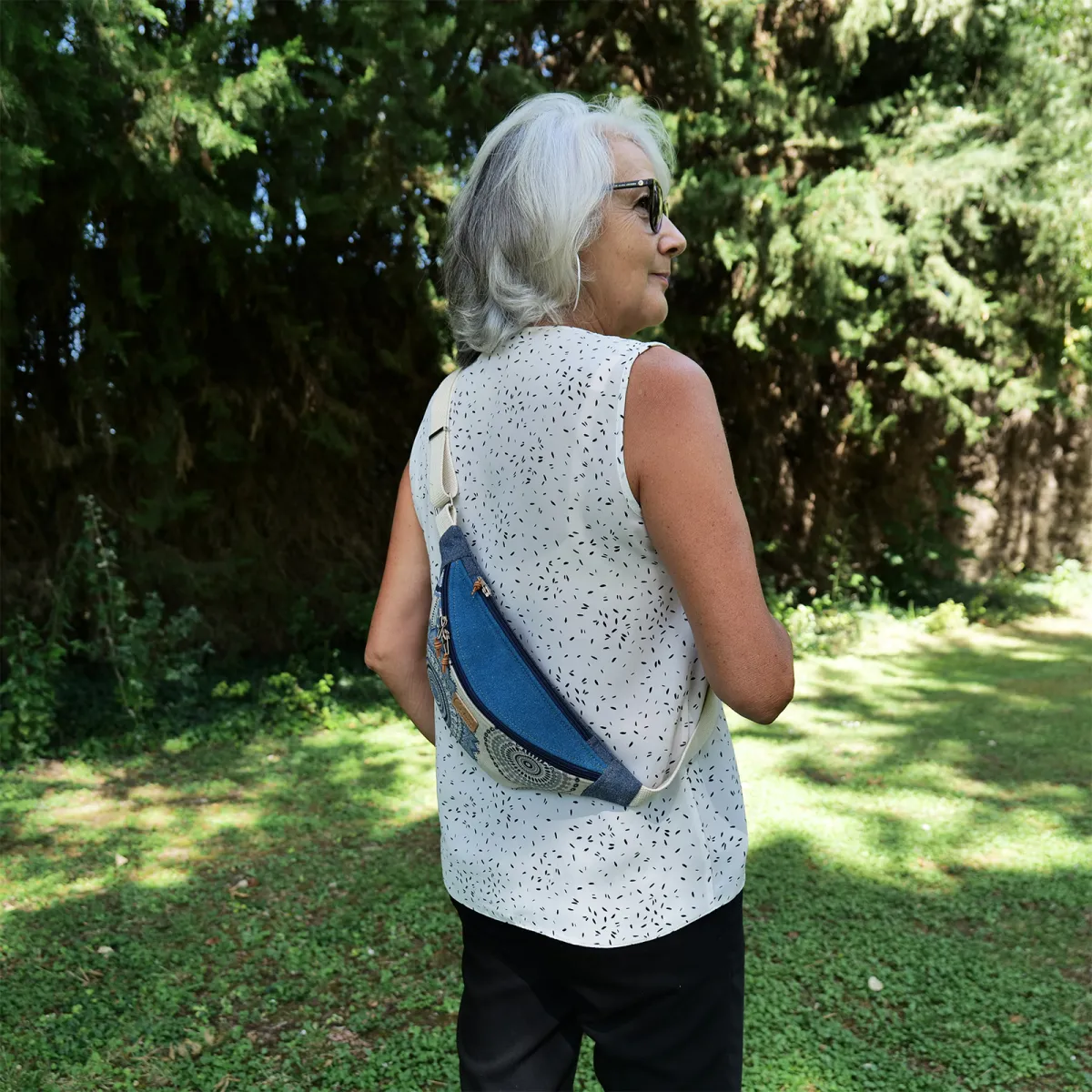 Sac banane Coton d'Avril Melisse Mandala bleu