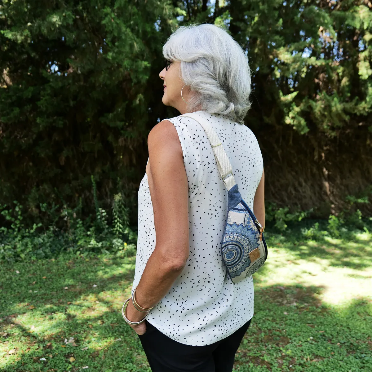 Sac banane Coton d'Avril Melisse Mandala bleu