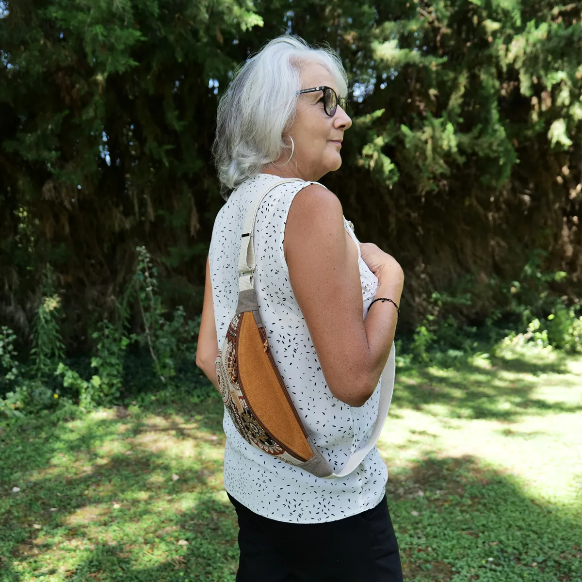 Sac banane Coton d'Avril Melisse Mandala brun