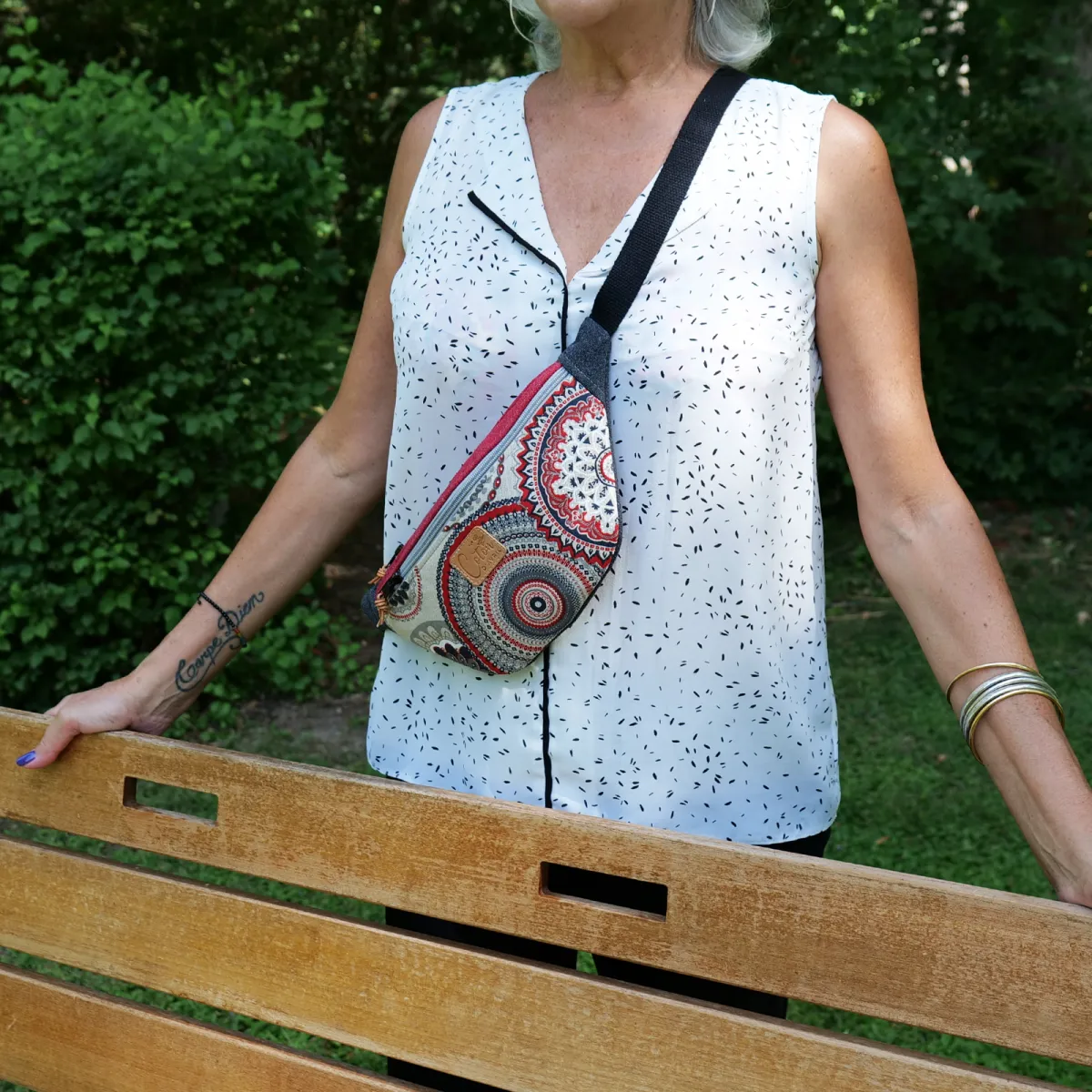 Sac banane Coton d'Avril Melisse Mandala rouge
