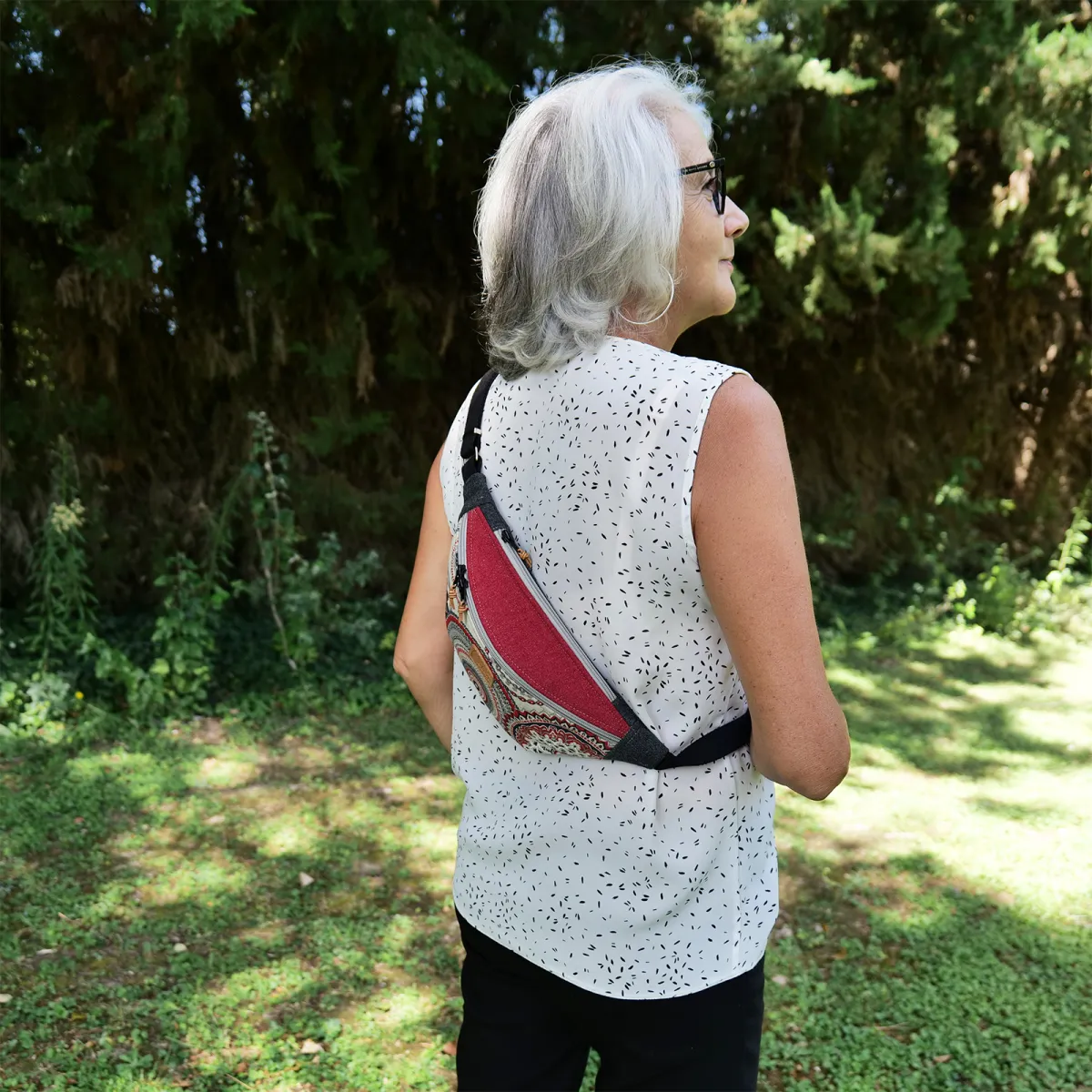 Sac banane Coton d'Avril Melisse Mandala rouge