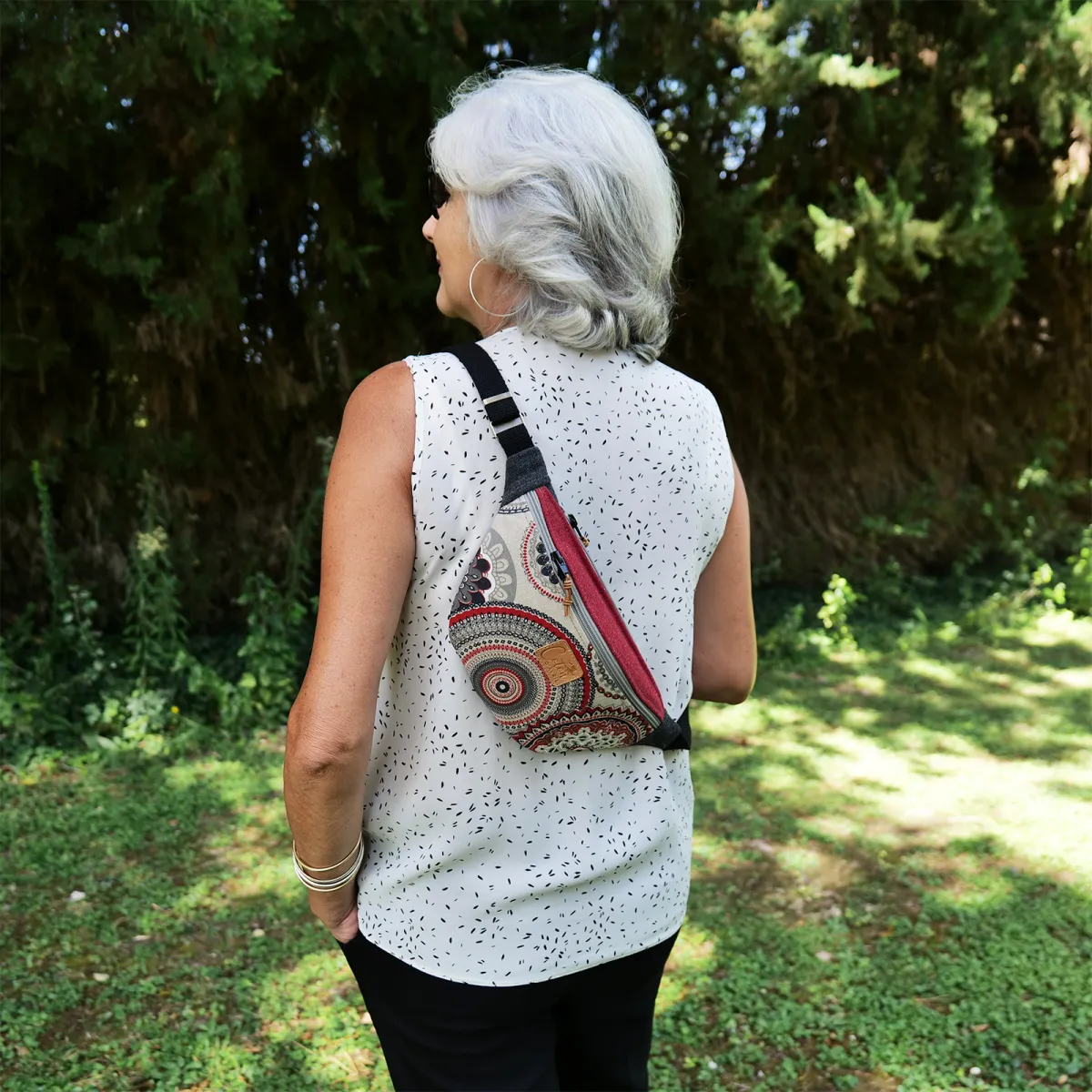 Sac banane Coton d'Avril Melisse Mandala rouge