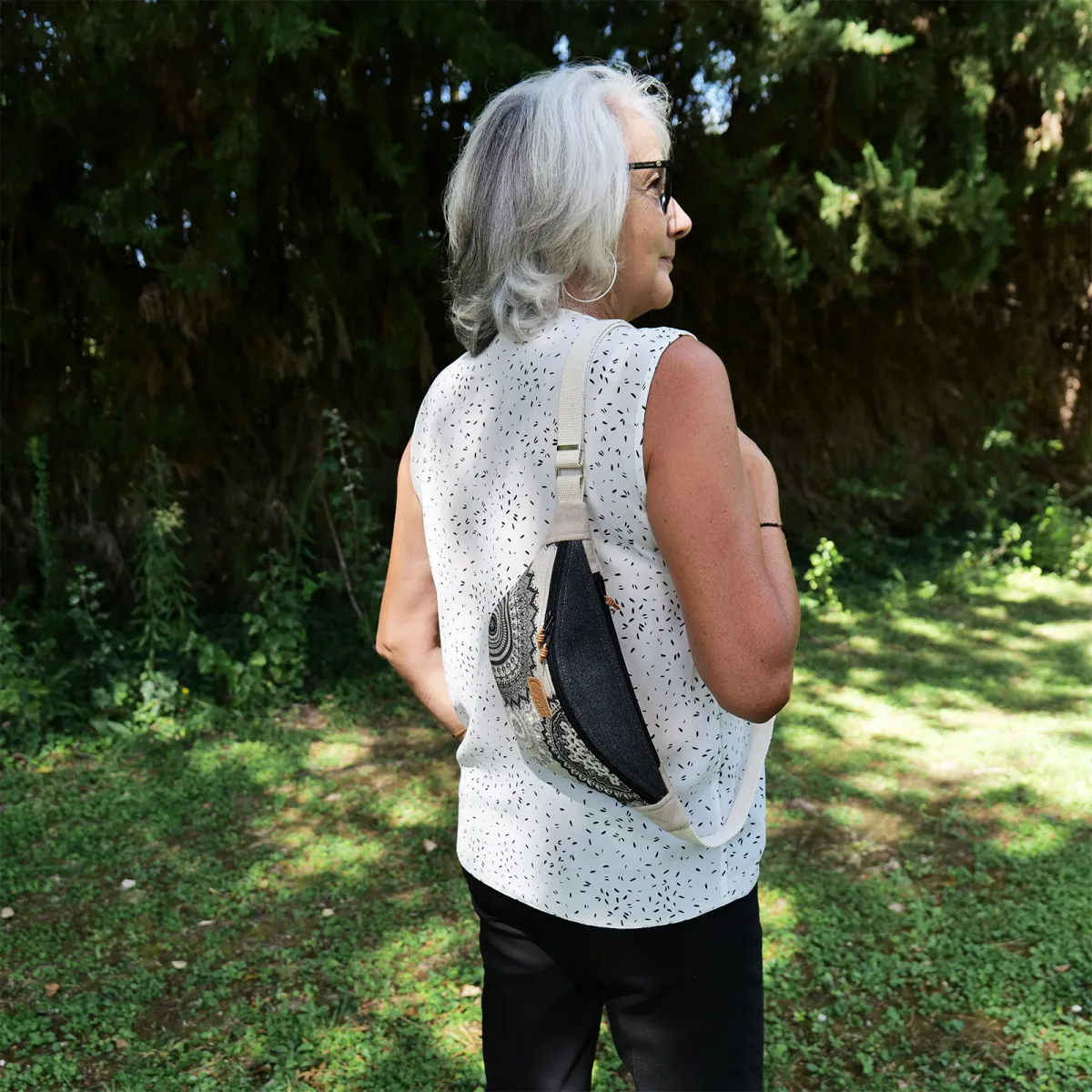 Sac banane Coton d'Avril Melisse Mandala noir