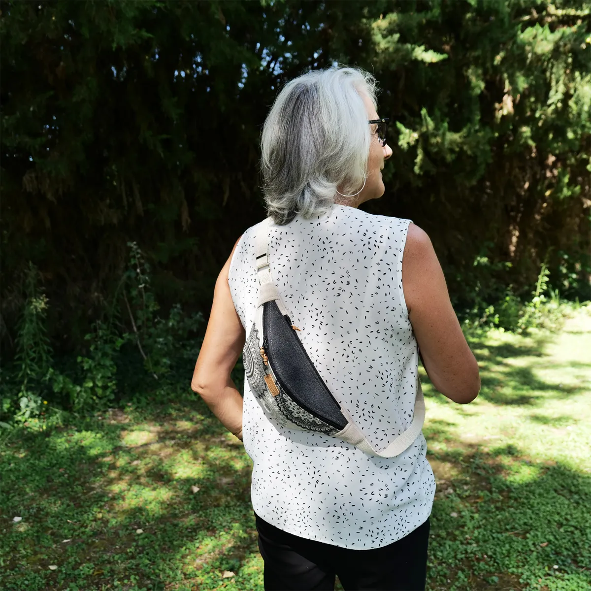 Sac banane Coton d'Avril Melisse Mandala noir