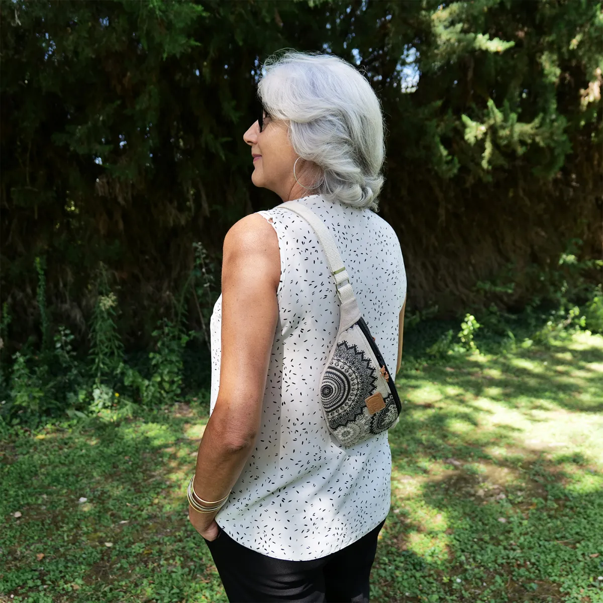 Sac banane Coton d'Avril Melisse Mandala noir