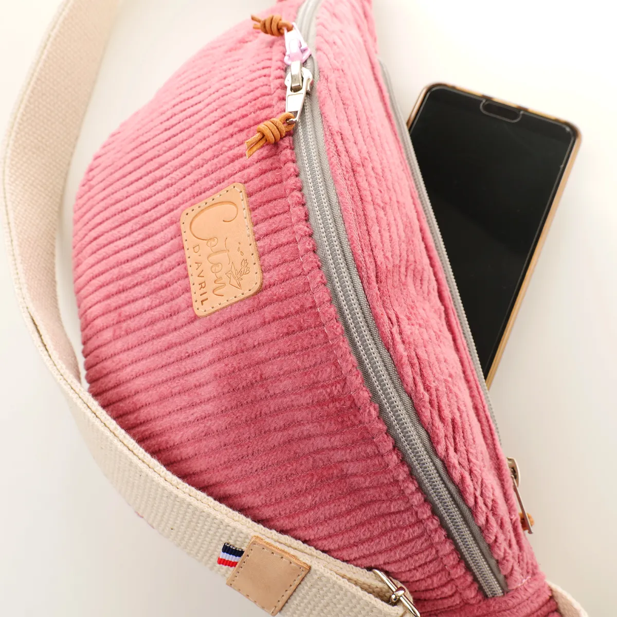 Sac banane Coton d'Avril Melisse Velours rose