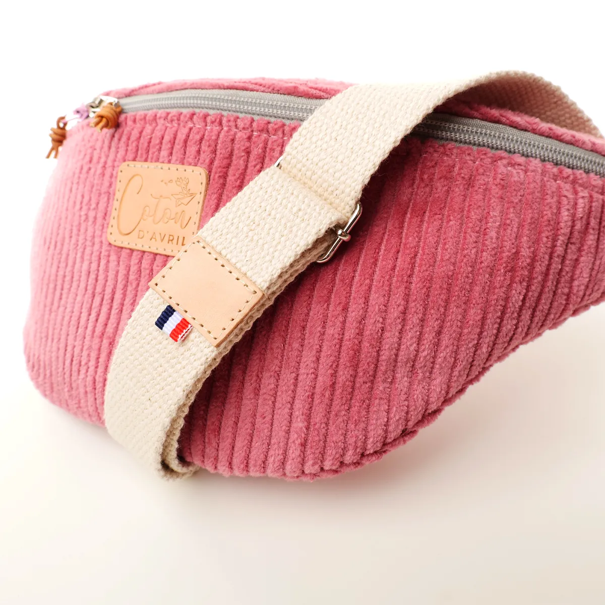 Sac banane Coton d'Avril Melisse Velours rose