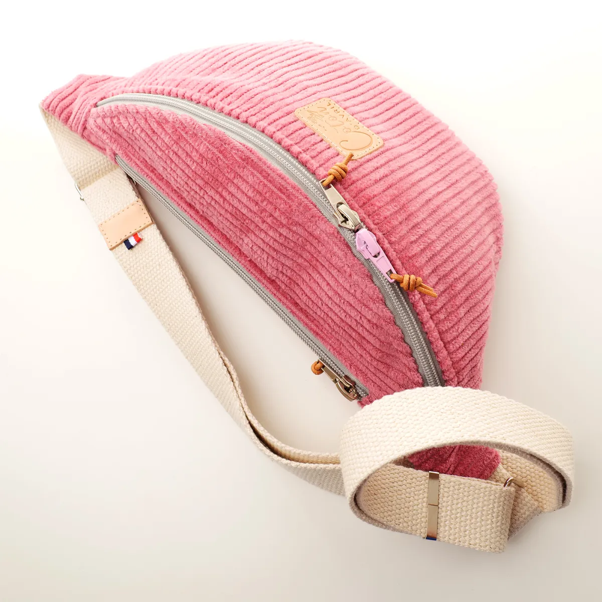 Sac banane Coton d'Avril Melisse Velours rose
