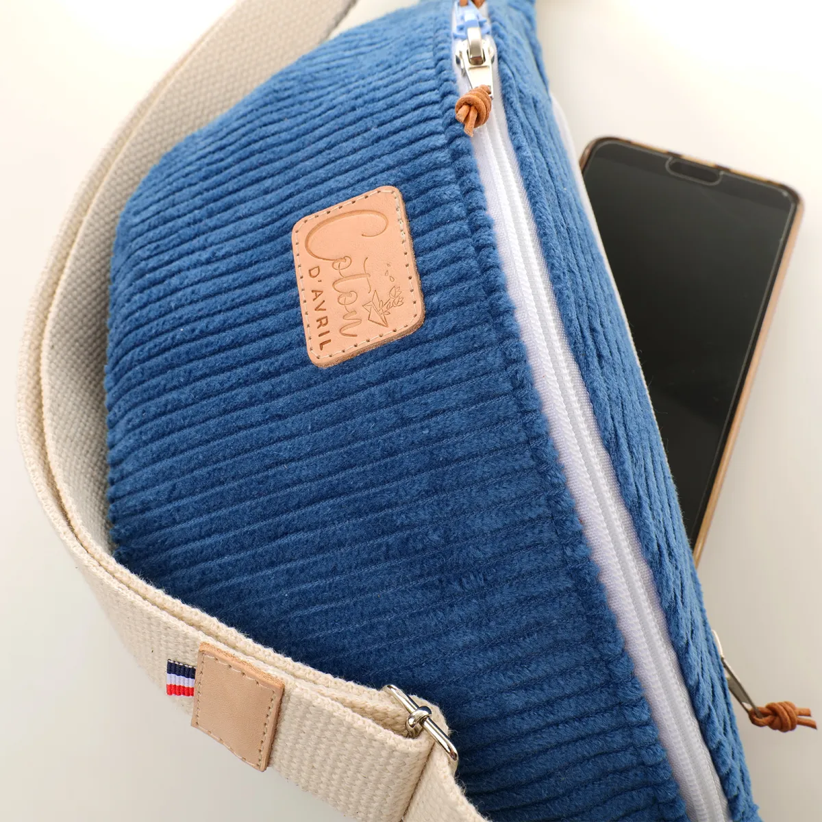 Sac banane Coton d'Avril Melisse Velours bleu